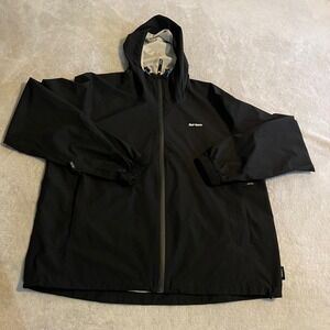 Finisterre Mens XL Black Rain Jacket Hooded Waterproof Shell Windbreaker Hiking